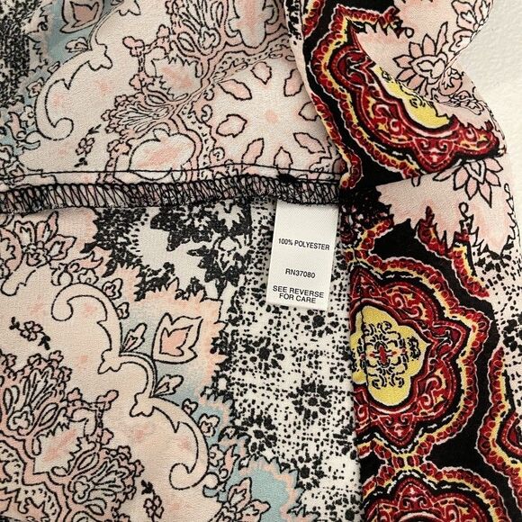 Cato Blouse Women's Large V-Neck 3/4 Sleeve Boho Colorful Twist 3/4 Sleeve - Picture 9 of 9